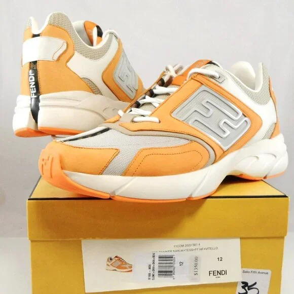 NIB$1350 FENDI FF-logo Textile Leather Faster Runner Low-Top Sneakers 12, US 13 - Picture 12 of 16